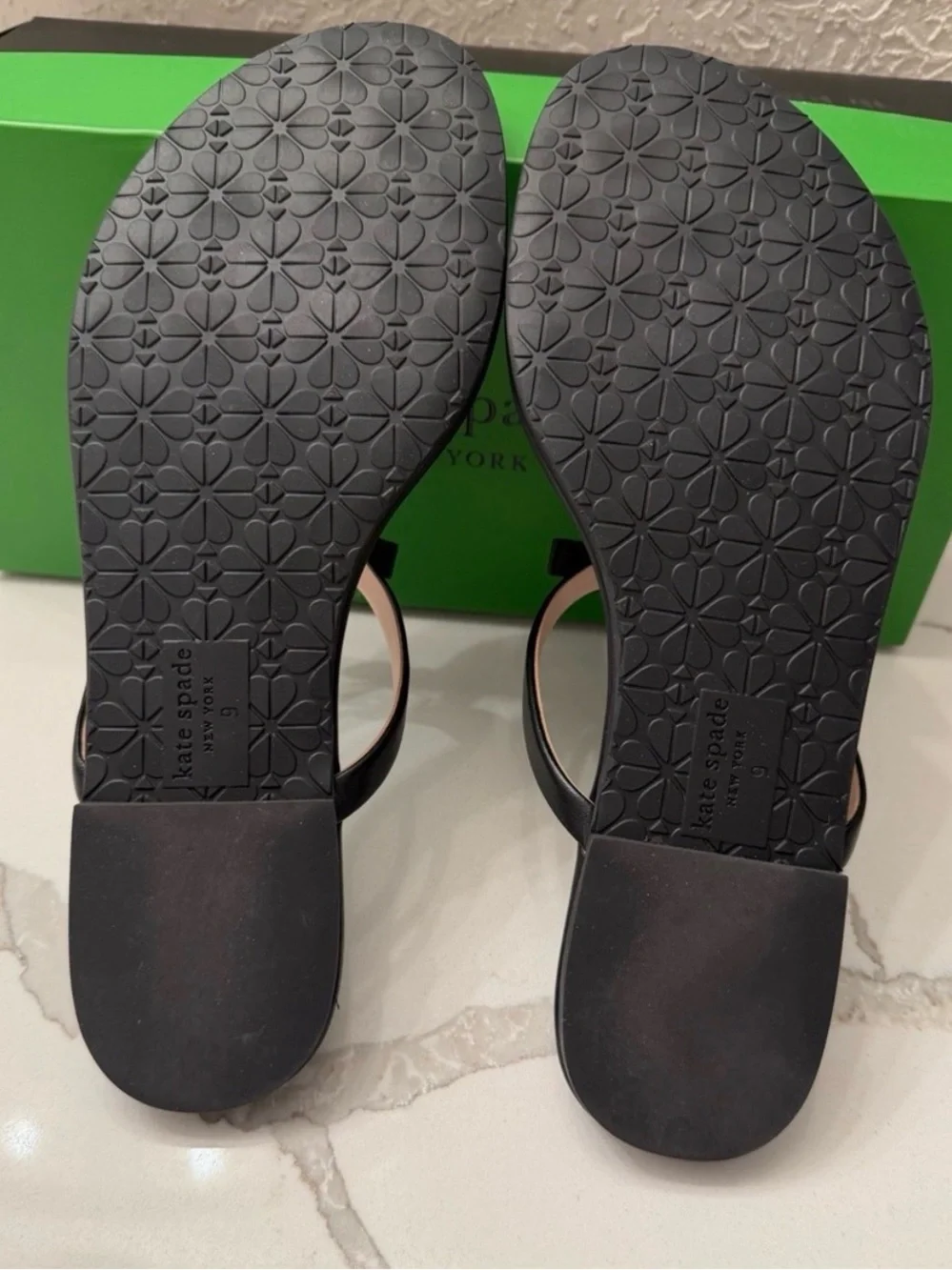 Kate Spade Penny Sandals; Black Bow T-Strap Leather